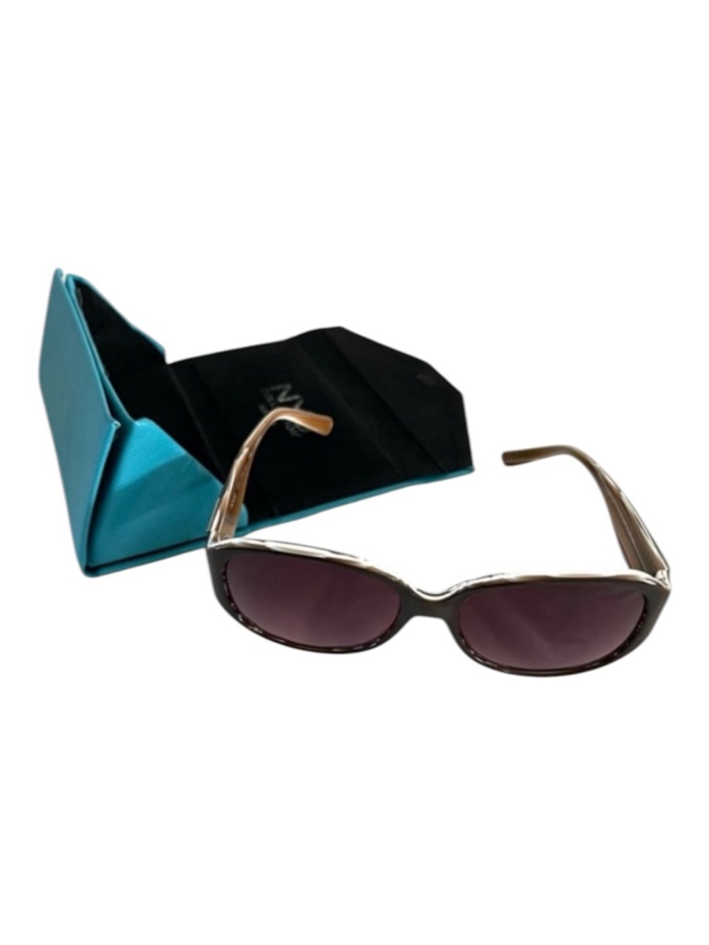 NYS Concrete Flower Elite Womens Polarized Sunglasses with case Dark Brown Cream